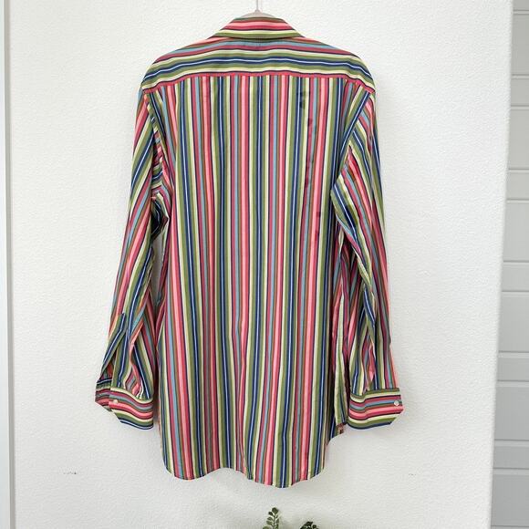 Etro Milano Men's Striped Button-Up Shirt Multicolor Cotton Size L/XL - Picture 4 of 5